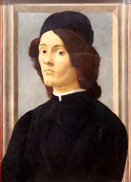 Portrait of young man (early 1470s) by Sandro Botticelli at Louvre Museum. Paris, France.