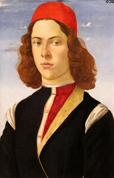 Portrait of young man (1475-80) by Sandro Botticelli at Louvre Museum. Paris, France.