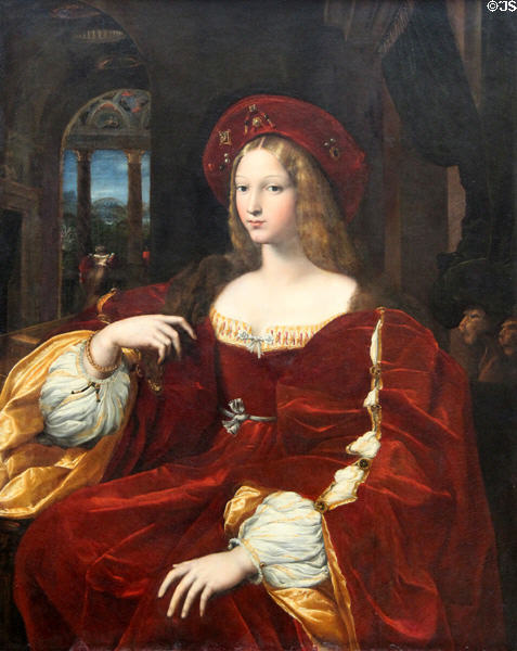 Portrait of Dona Isabel de Requesens, vice-reine of Naples (1518) by Raphael (Raffaello Sanzio) & Giulio Romano at Louvre Museum. Paris, France.