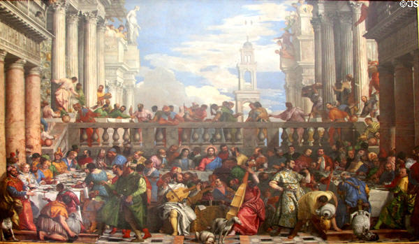 Wedding at Cana painting (1528) by Veronese (Paolo Caliari) at Louvre Museum. Paris, France.