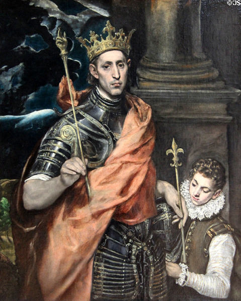 St. Louis, King of France with a Page painting (1585-90) by El Greco at Louvre Museum. Paris, France.