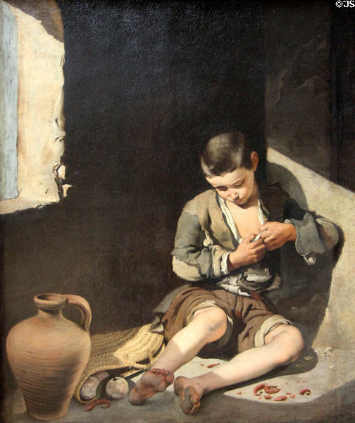 The Young Beggar painting (c1645-50) by Bartolomé Esteban Murillo at Louvre Museum. Paris, France.