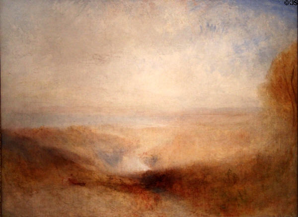 Landscape with a river & a bay in the distance painting by Joseph Mallord William Turner at Louvre Museum. Paris, France.