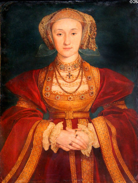 Portrait of Anne of Cleves (1539) by Hans Holbein the Younger at Louvre Museum. Paris, France.