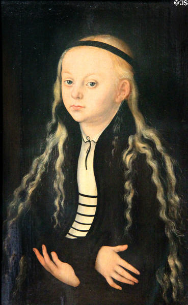 Portrait of Magdalena Luther daughter of Martin Luther (1542) by Lucas Cranach the Elder at Louvre Museum. Paris, France.
