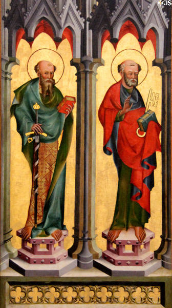 St. Paul & St. Peter painting (early 15th C) from Thuringia, Germany at Louvre Museum. Paris, France.