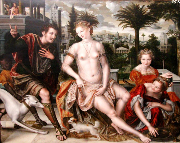 David & Bathsheba painting (1562) by Jan Metsys son of Quentin at Louvre Museum. Paris, France.