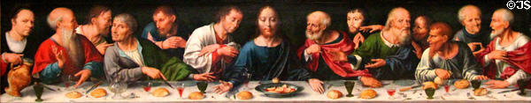 Last Supper painting (1507) by Joos van Cleve at Louvre Museum. Paris, France.