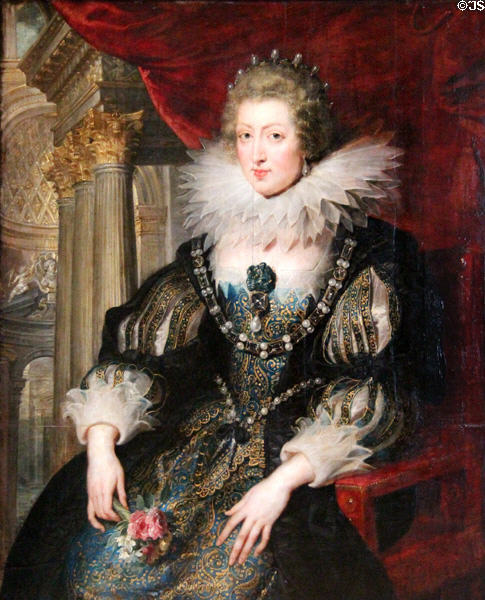 Anne d'Autriche (Queen of France, Wife of Louis XIII) portrait after Peter Paul Rubens at Louvre Museum. Paris, France.
