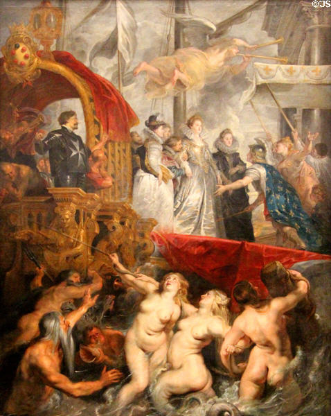6. Disembarkation at Marseilles from Marie de' Medici Cycle (1622-5) by Peter Paul Rubens at Louvre Museum. Paris, France.