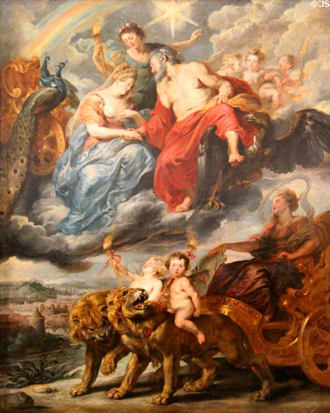 7. Meeting of Marie de' Medici and Henry IV at Lyons from Marie de' Medici Cycle (1622-5) by Peter Paul Rubens at Louvre Museum. Paris, France.