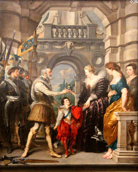 9. Consignment of the Regency from Marie de' Medici Cycle (1622-5) by Peter Paul Rubens at Louvre Museum. Paris, France.
