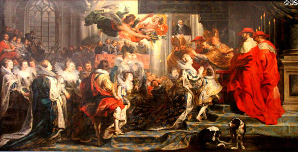 10. Coronation in Saint-Denis from Marie de' Medici Cycle (1622-5) by Peter Paul Rubens at Louvre Museum. Paris, France.