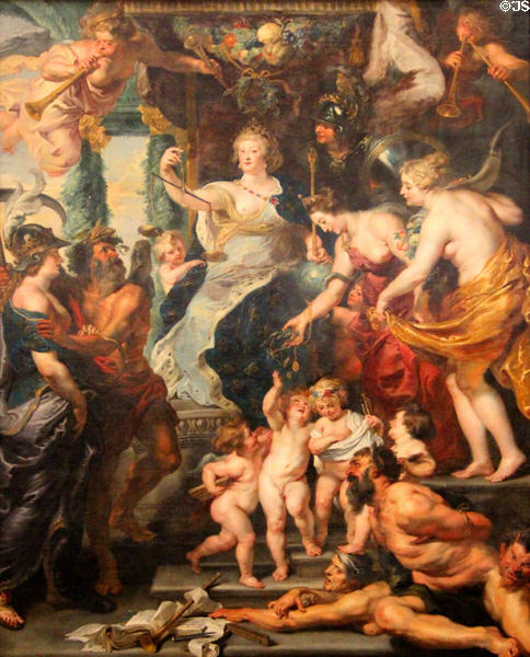 15. Felicity of the Regency of Marie de' Medici from Marie de' Medici Cycle (1622-5) by Peter Paul Rubens at Louvre Museum. Paris, France.