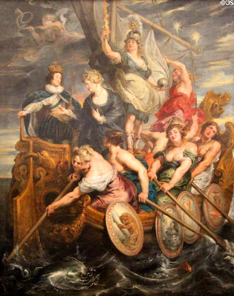 16. Louis XIII Comes of Age from Marie de' Medici Cycle (1622-5) by Peter Paul Rubens at Louvre Museum. Paris, France.