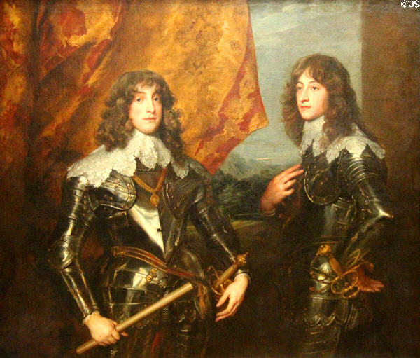 Portrait of Princes Charles-Louis I & his brother Robert (1637) by Anthony van Dyck at Louvre Museum. Paris, France.