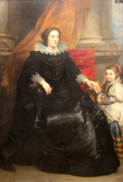 Portrait of lady & her daughter by Anthony van Dyck at Louvre Museum. Paris, France.