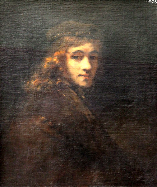 Portrait of Titus, son of Rembrandt (1662) by Rembrandt(?) at Louvre Museum. Paris, France.