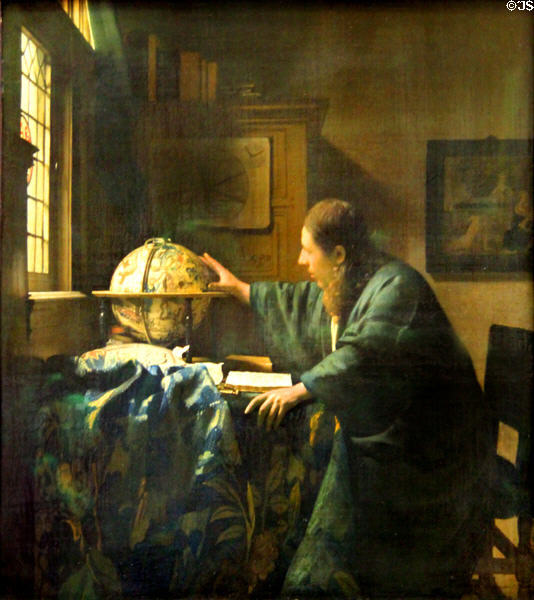The Astronomer painting (1668) by Jan Vermeer at Louvre Museum. Paris, France.