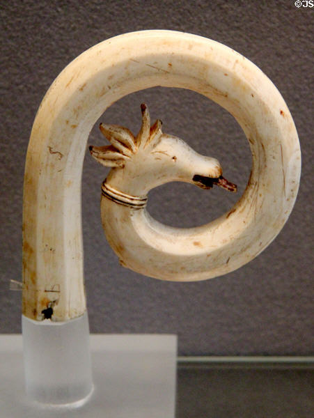 Ivory head of Bishop's staff (Crosier) (end 12thC) from Italy at Louvre Museum. Paris, France.
