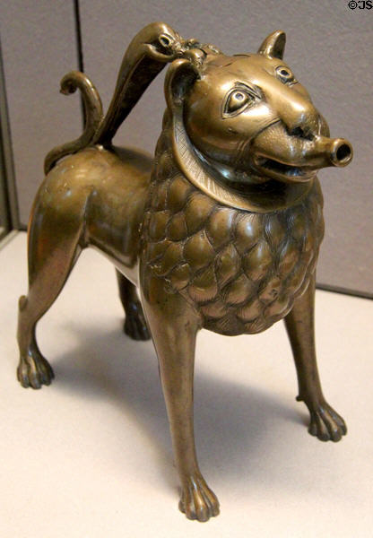 Bronze lion aquamanile (2nd half 13thC) from Lower Saxony at Louvre Museum. Paris, France.