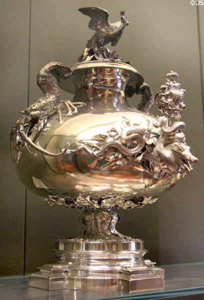 Silver tea fountain (c1845) by Marc-Augustin Lebrun of Paris at Louvre Museum. Paris, France.