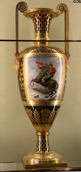 Fuseau vase of Madame Mère with image of Napoleon (1810) by Sevres Manuf. at Louvre Museum. Paris, France.