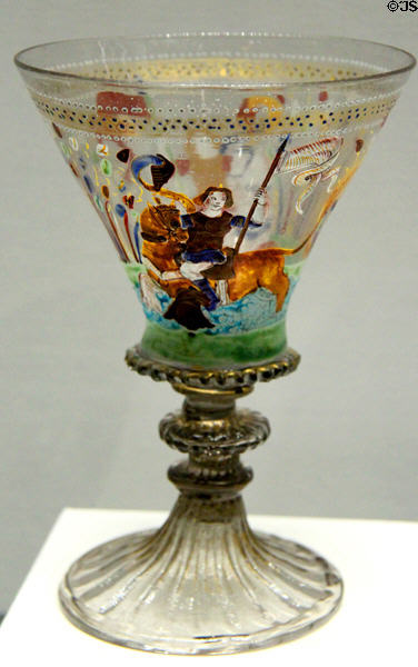 Enameled glass chalice (end 15thC - start 16thC) from Venice at Louvre Museum. Paris, France.