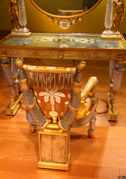 Detail of crystal chair & toilette table (c1819) by L'Escalier de Cristal of Paris under Marie-Jeanne-Rosalie Desarnaud-Charpentier at Louvre Museum. Paris, France.