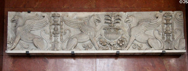 Marble relief frieze of griffins (100-125 CE) from Rome at Louvre Museum. Paris, France.