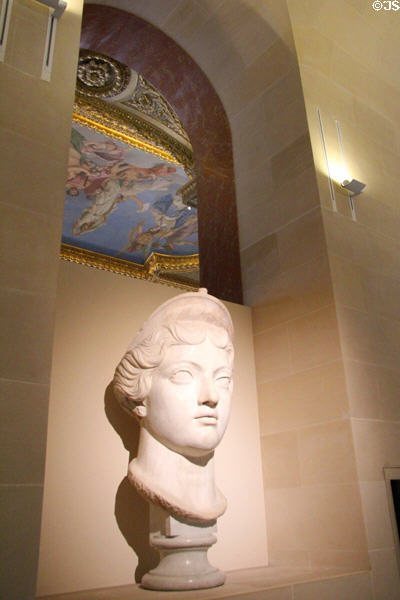 Oversize bust of Lucilla, daughter of Roman emperor Marcus Aurelius & wife of Lucius Verus (co-emperor) (2ndC CE) found in Carthage, Tunisia at Louvre Museum. Paris, France.