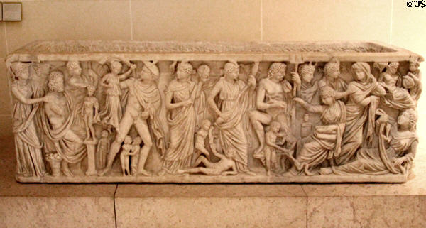 Sarcophagus with relief of legend of Prometheus (c240 CE) at Louvre Museum. Paris, France.