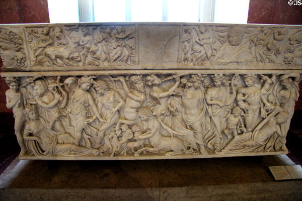 Sarcophagus with relief of story of Dionysus & Ariana (late 3rdC CE) at Louvre Museum. Paris, France.