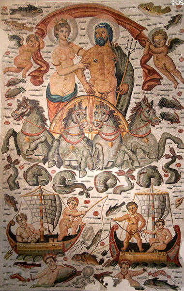 Triumph of Neptune mosaic (300-325) from Algeria at Louvre Museum. Paris, France.