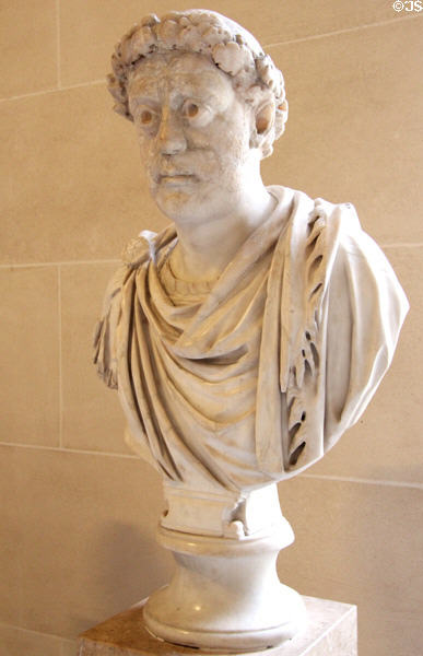 Roman Eastern Emperor Leo (ruled 457-474 CE) portrait bust (c470 CE)at Louvre Museum. Paris, France.
