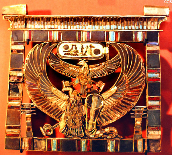 Egyptian inlaid pectoral from time of Ramses III (1254 BCE) at Louvre Museum. Paris, France.