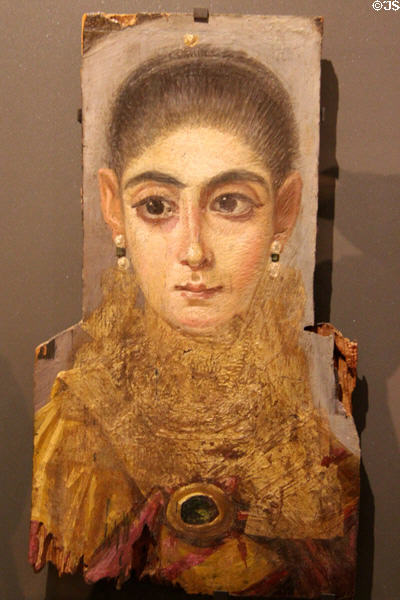 Funerary portrait of young woman (c2ndC CE) from Memphis, Egypt at Louvre Museum. Paris, France.