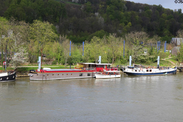Seine River houseboats near Sèvres National Ceramic Museum. Paris, France.