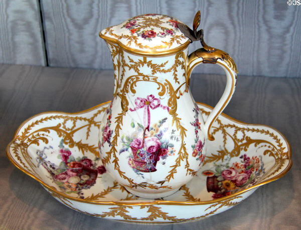 Sèvres porcelain pitcher & basin (c1774) at Sèvres National Ceramic Museum. Paris, France.