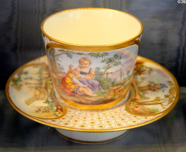 Sèvres porcelain cup & saucer (after 1760) at Sèvres National Ceramic Museum. Paris, France.