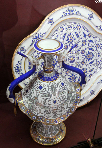 Sèvres porcelain India-style water jug & platter (1854) by Jules-Pierre-Michel Diéterle at Sèvres National Ceramic Museum. Paris, France.