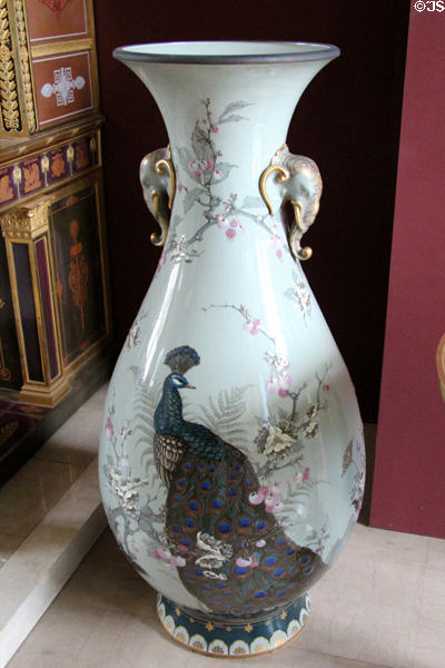 Sèvres porcelain Bertin vase with Peacock (1873) at Sèvres National Ceramic Museum. Paris, France.