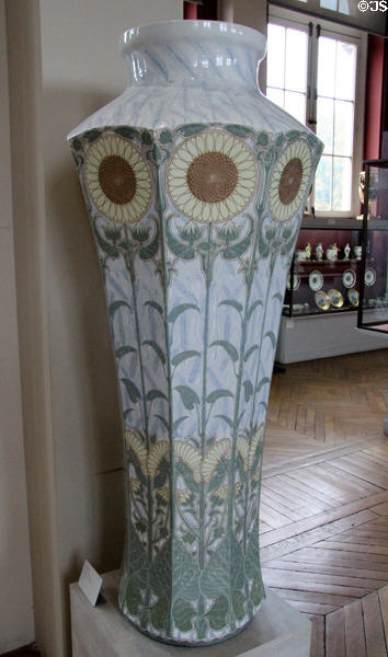 Sèvres porcelain Dijon vase with sunflowers (1899) by Charles-Louis-Émile Pilhan at Sèvres National Ceramic Museum. Paris, France.