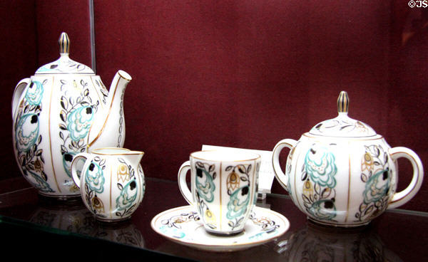 Sèvres porcelain coffee & tea service (1922-5) by G.L.Claude; Walter; & Mme Balik at Sèvres National Ceramic Museum. Paris, France.