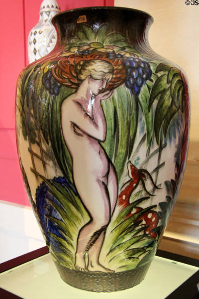 Sèvres porcelain Clermont C vase with nude figure (1927) by Robert Bonfils at Sèvres National Ceramic Museum. Paris, France.