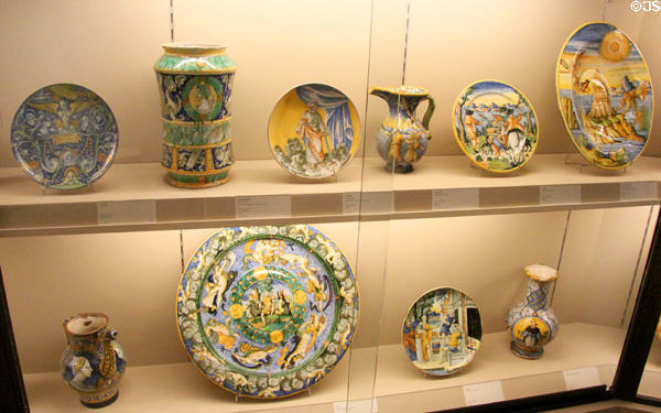 Chronology of French majolica (end 15thC - start 17thC) at Sèvres National Ceramic Museum. Paris, France.
