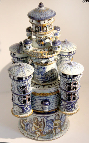 Ceramic fortified chateau (1689) from Nevers, France at Sèvres National Ceramic Museum. Paris, France.