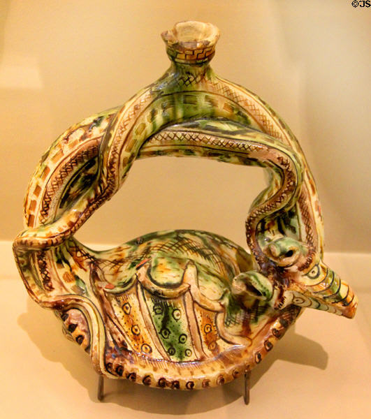Ceramic snake gourde (16thC?) from northern Italy at Sèvres National Ceramic Museum. Paris, France.