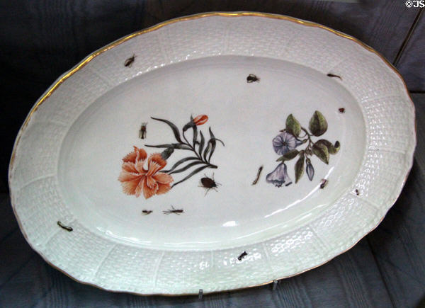 Meissen porcelain oval plate (c1740) at Sèvres National Ceramic Museum. Paris, France.