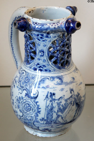 Ceramic puzzle jug (1760-70) Delft, Netherlands at Sèvres National Ceramic Museum. Paris, France.